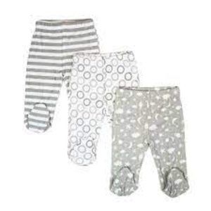 Spasilk 3 Pack Footed Pants, Grey Celestial New Size 3 Months